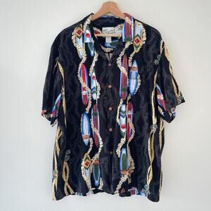 Vtg 90's DIAMOND HEAD SPORTSWEAR Surfboard Rayon Mens Aloha Shirt / XL Hawaii